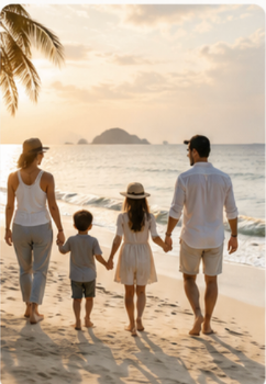 Family journey at the beach